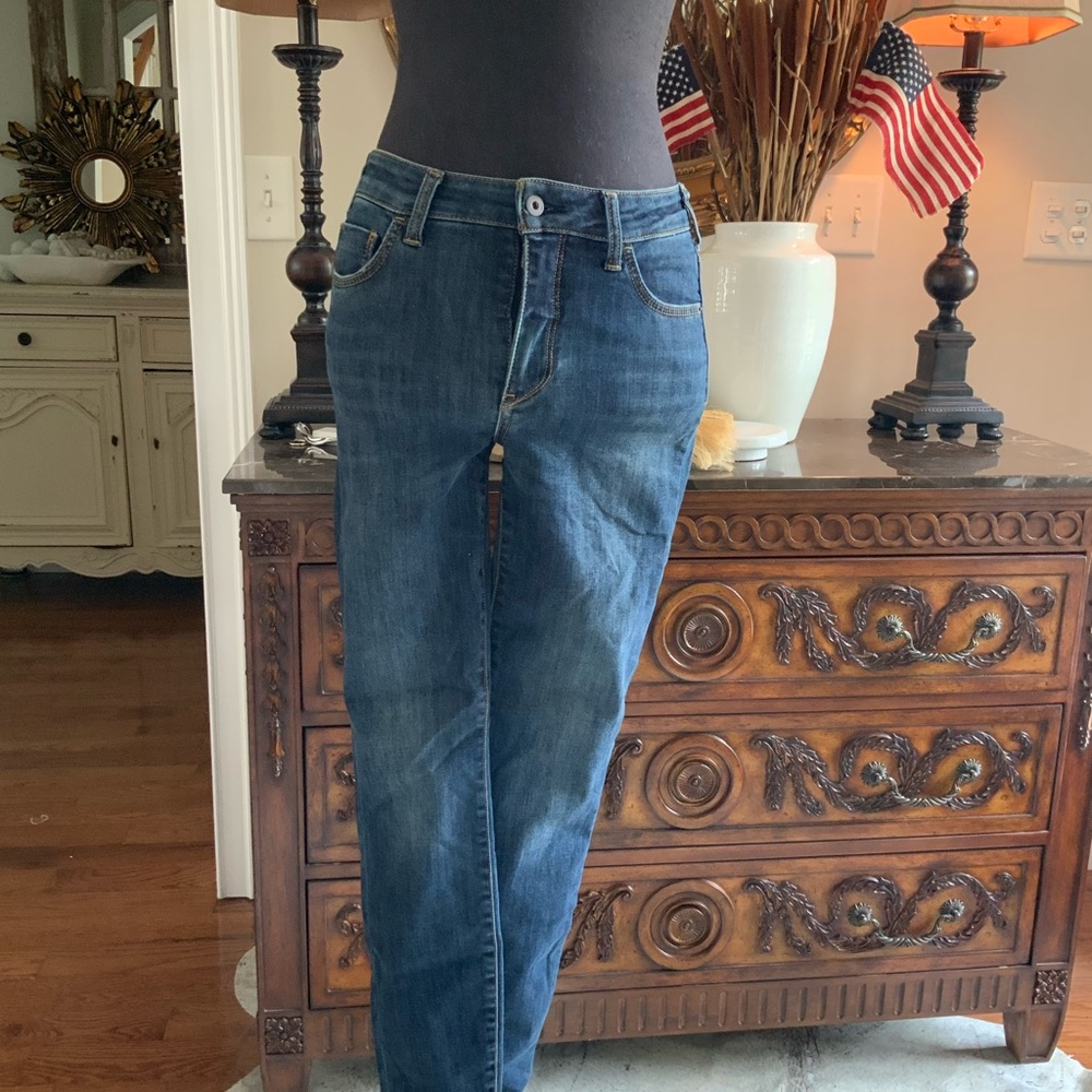 High-rise denim leggings